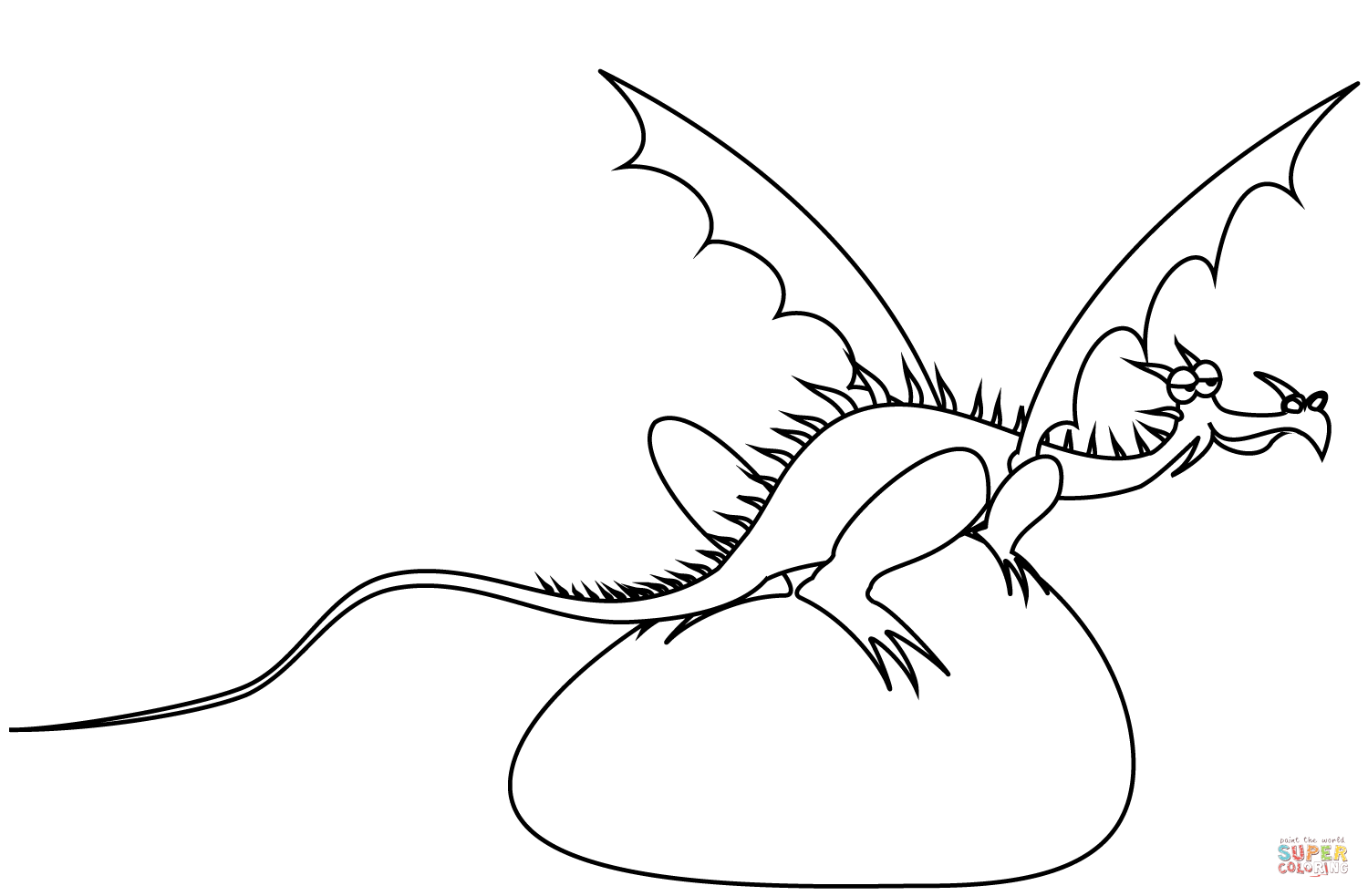 Dragon on a stone coloring page free printable coloring pages