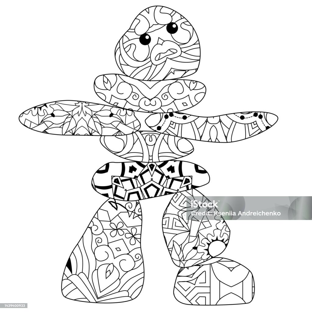 Vector illustration of balance made of decorative stones for coloring pages stock illustration