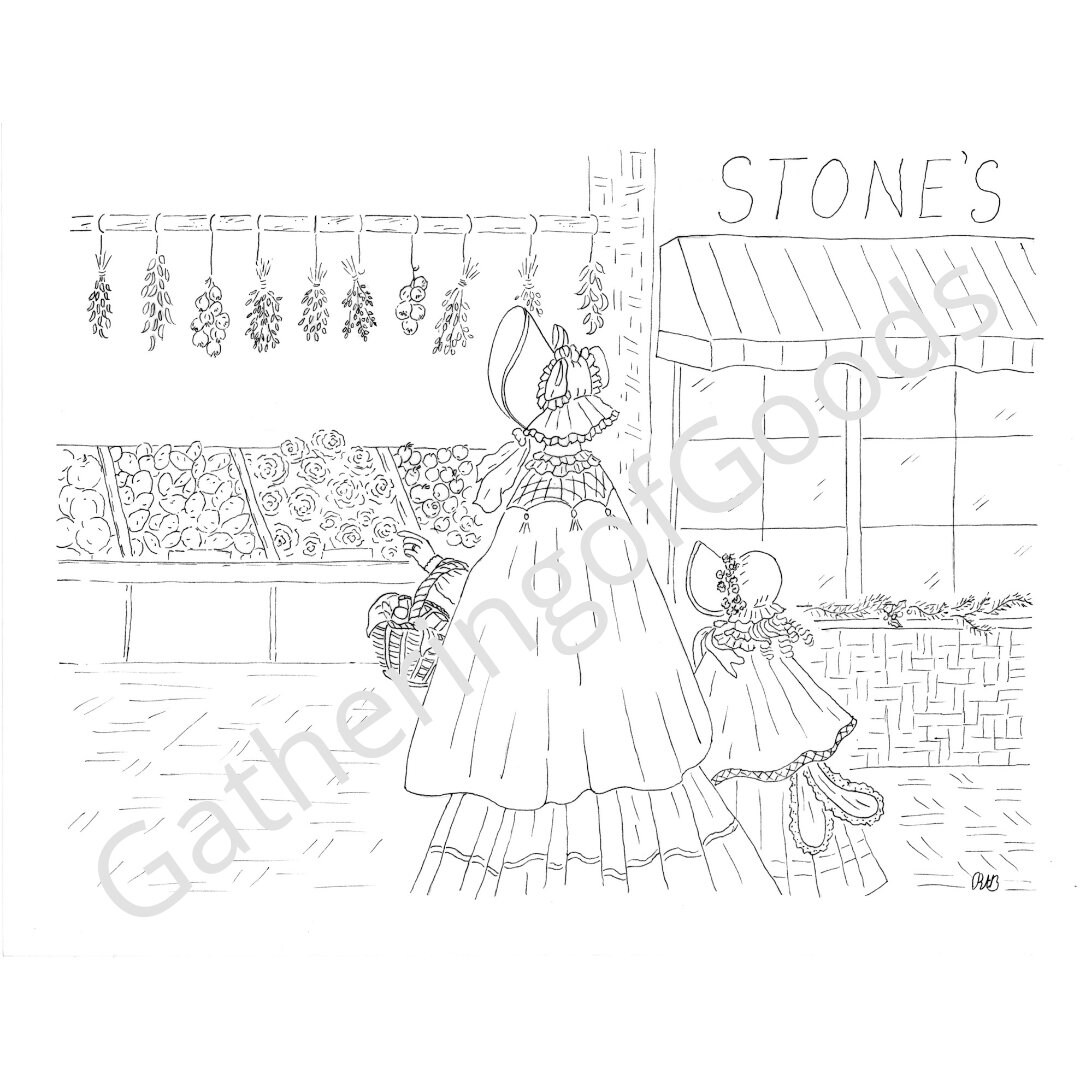 Instant download stones grocery coloring page