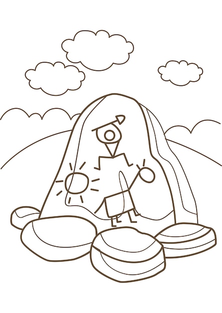 Premium vector ancient stone tools past era prehistoic era cartoon coloring pages activity for kids and adult