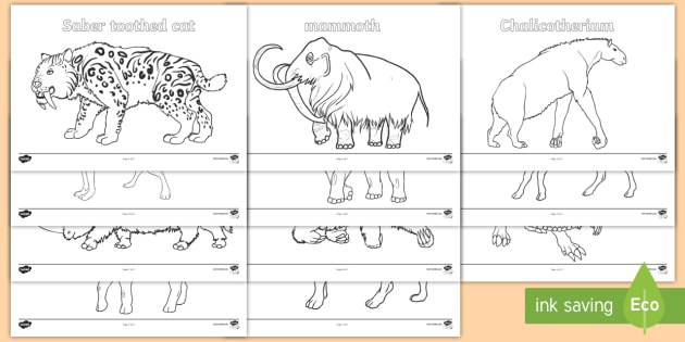 Stone age animals louring pages resources