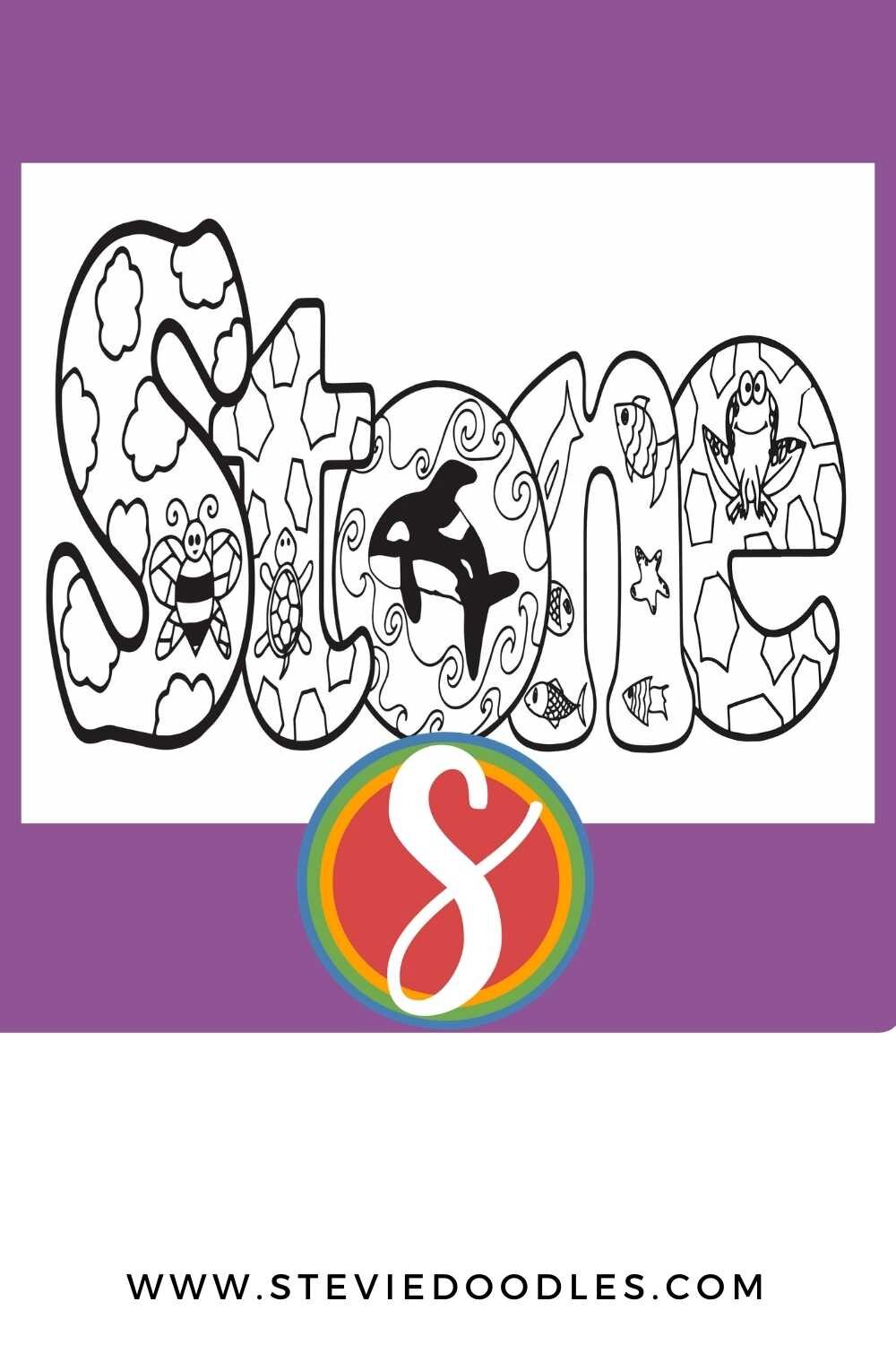Free stone printable name coloring page â stevie doodles