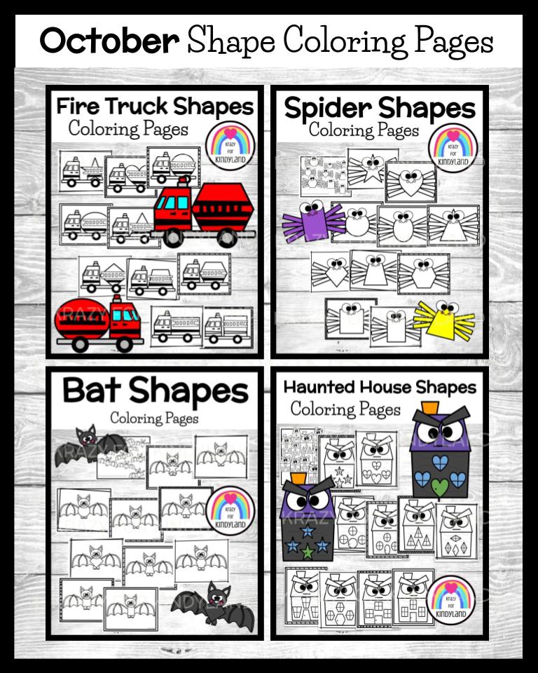 October coloring pages shape activity