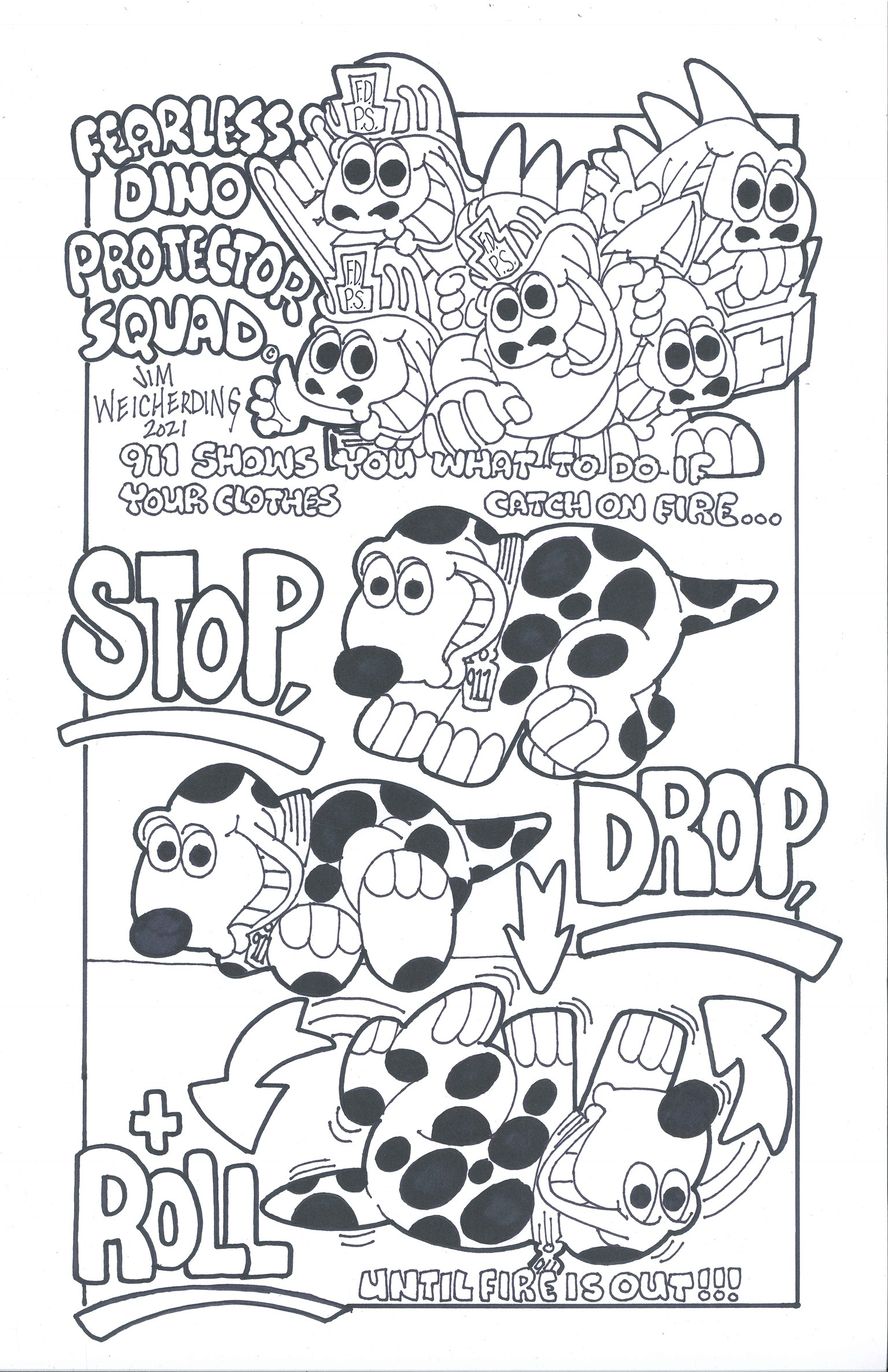 Sunday cartoon stop drop roll kids