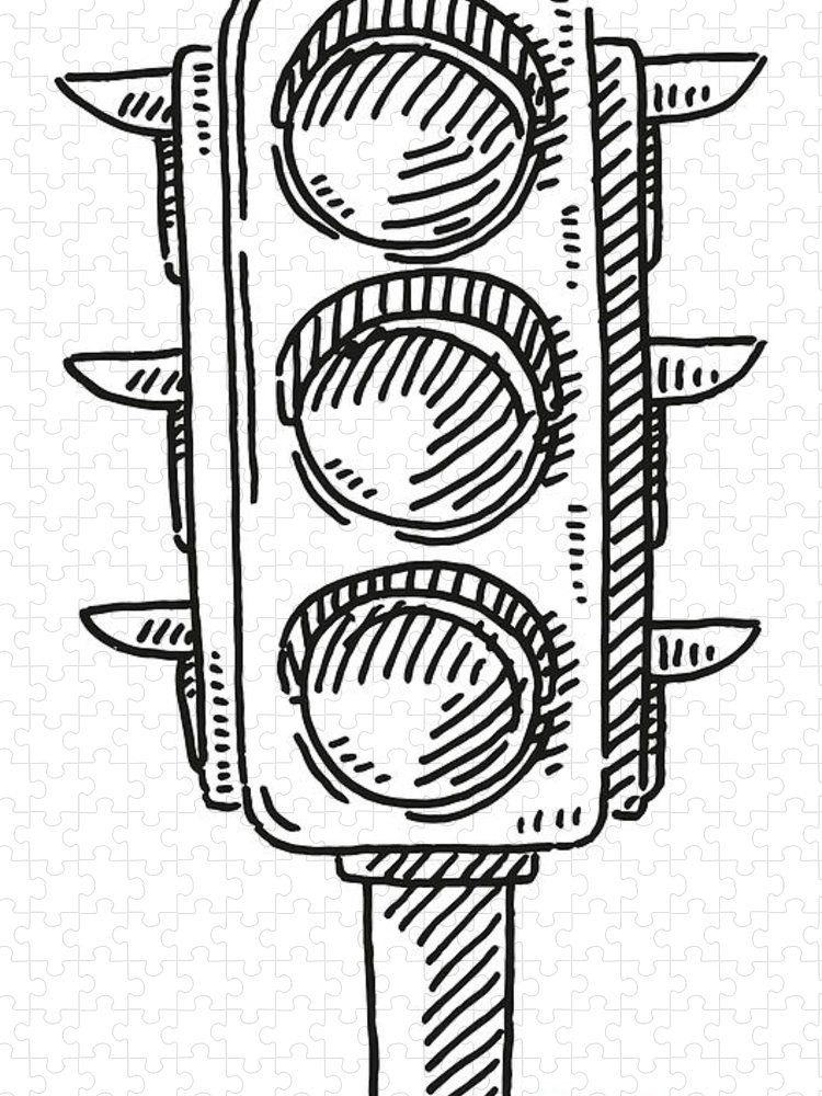 Traffic lights symbol drawing jigsaw puzzle by frank ramspott