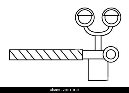 Vector black and white railroad barrier with traffic lights railway gate with semaphore line icon rail way stop sign or coloring page isolated on wh stock vector image art