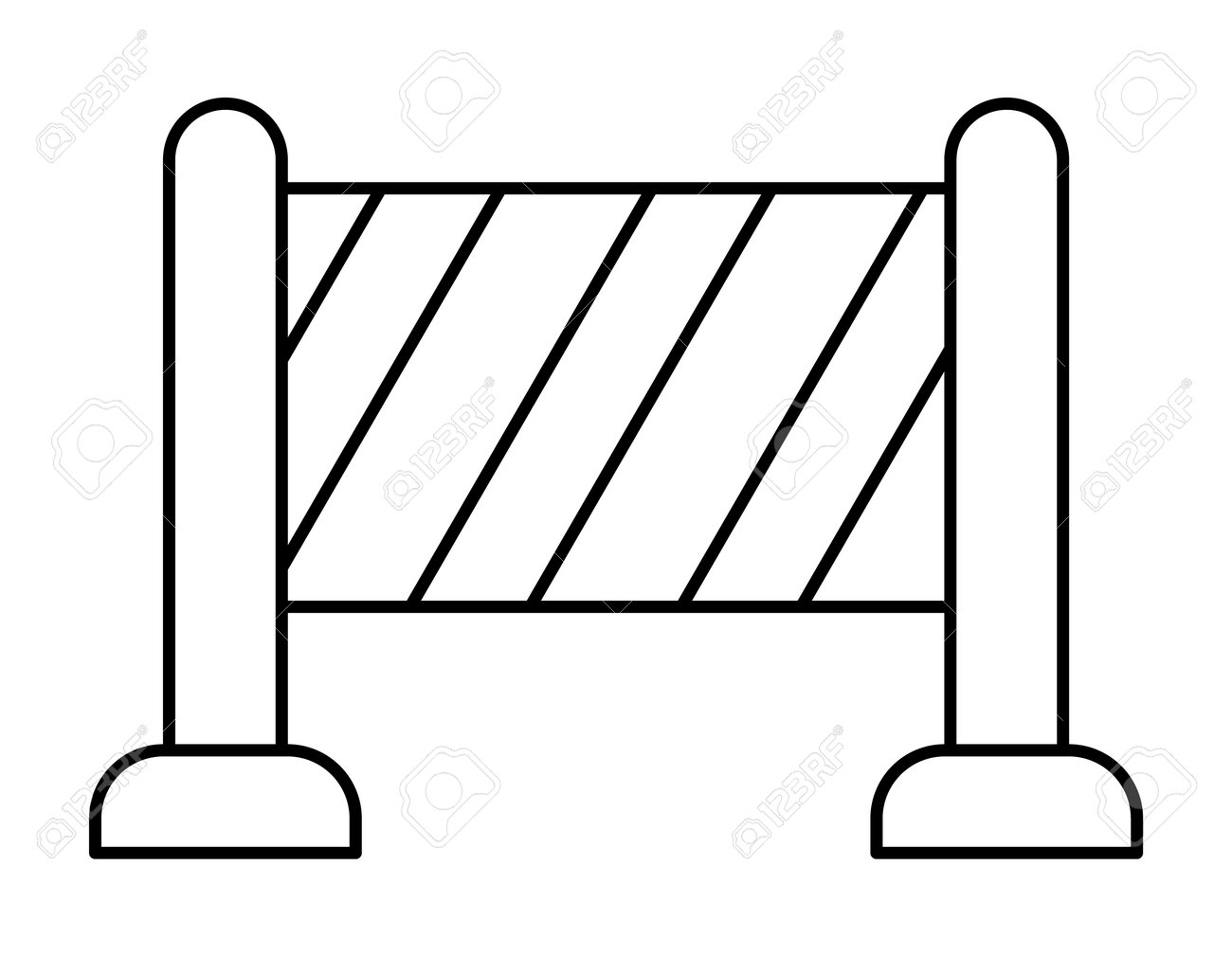 Vector black and white construction site passage prohibiting sign stripy line barrier road works zone icon or coloring page stop sign isolated on white background royalty free svg cliparts vectors and stock