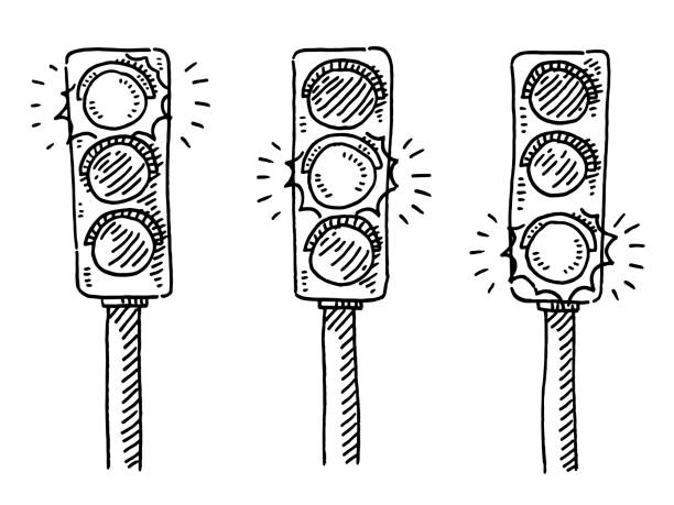 Cartoon of a stop sign black and white stock illustrations royalty