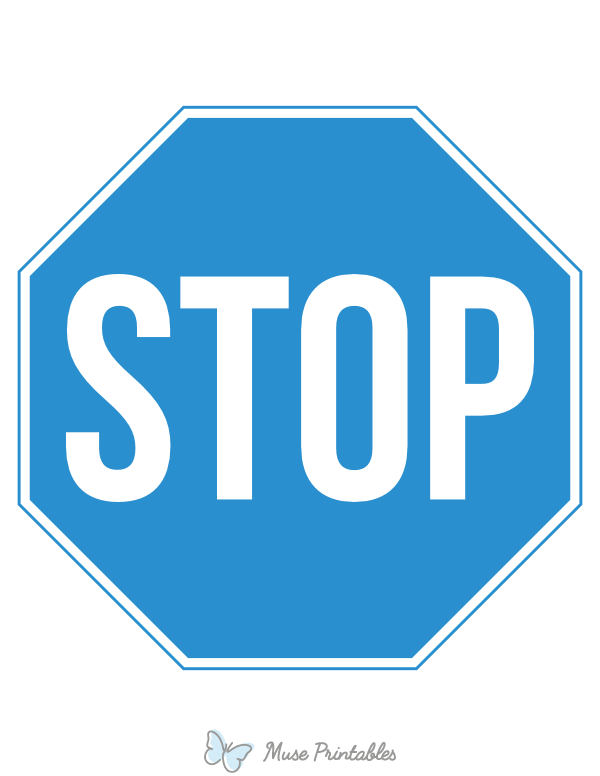 Printable blue stop sign