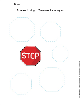 Stop sign shapes little skill seeker tracing printable skills sheets
