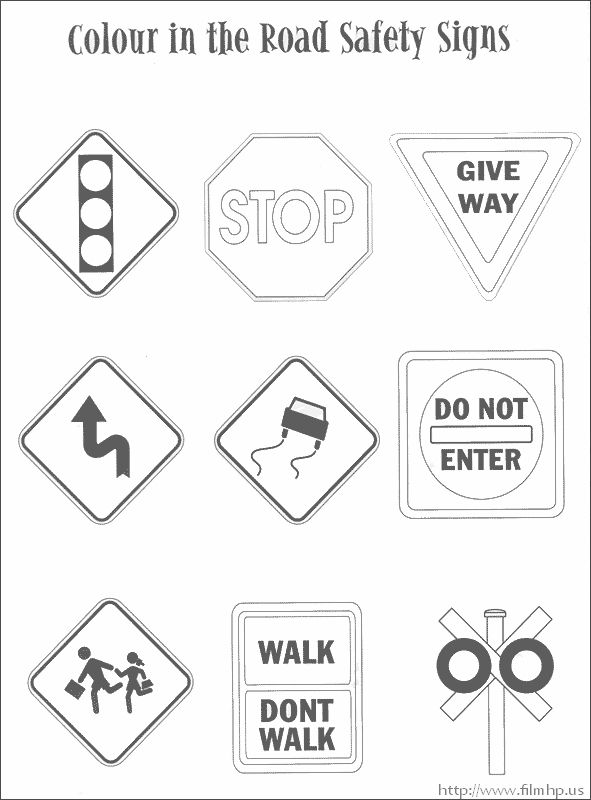 Traffic safety signs coloring pages coloring pages printable kindergarten worksheets traffic signs road safety signs