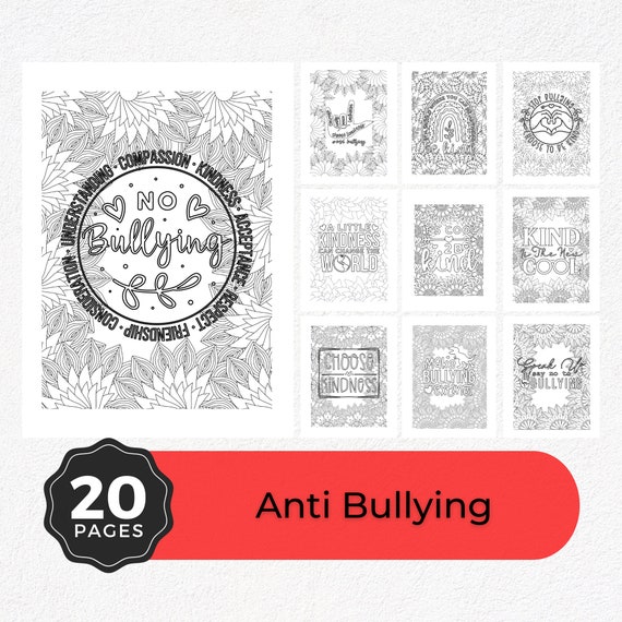 Stop bullying coloring pages anti bullying quotes kids colouring sheets instant download kids printable coloring pdf instant download