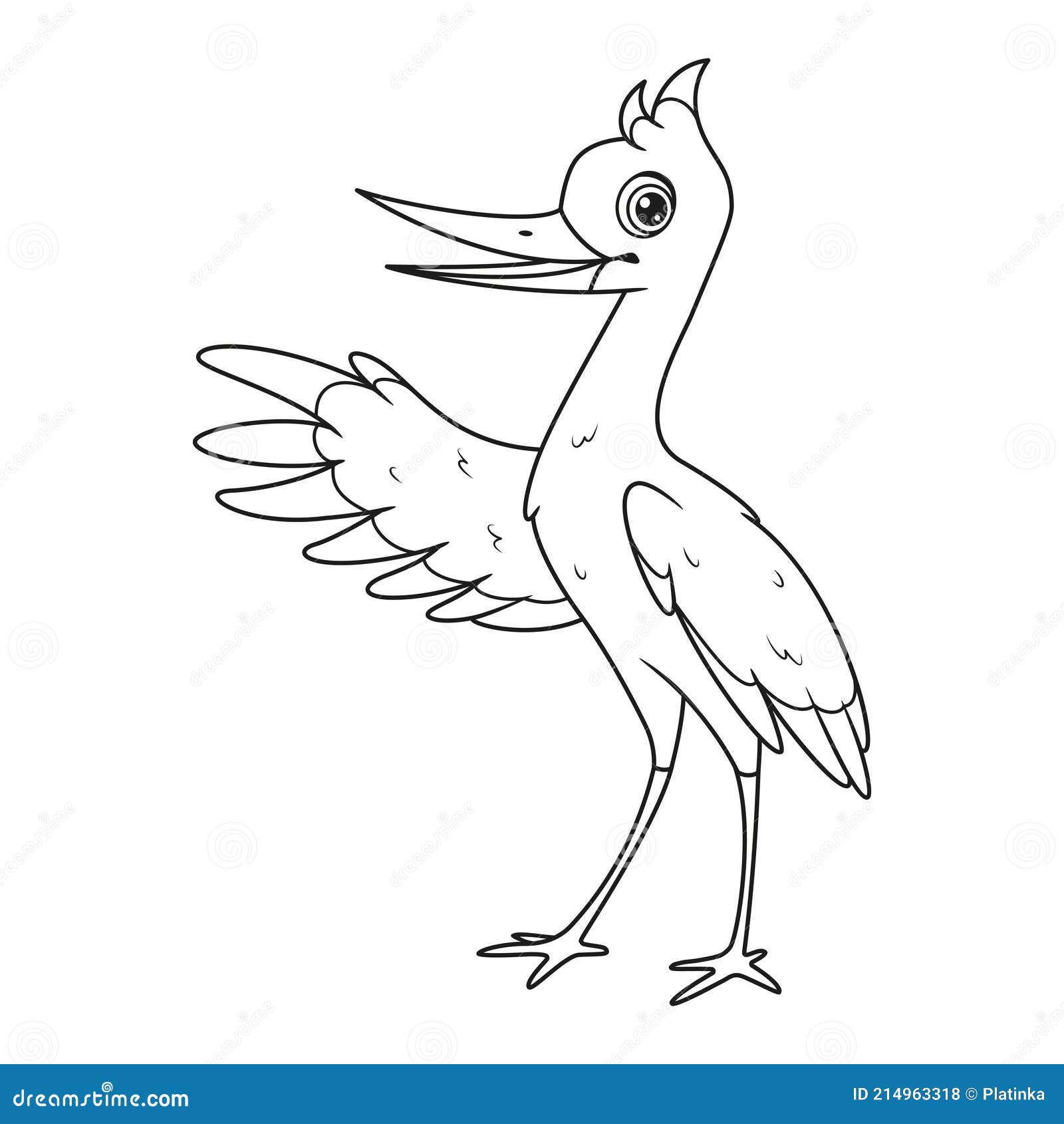 Cartoon stork coloring page stock vector