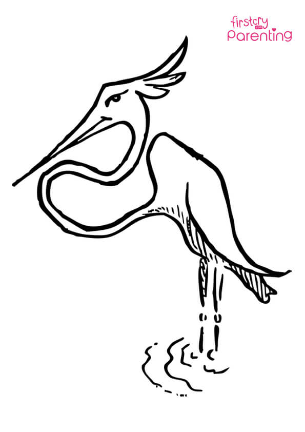 Stork flamingo coloring page for kids