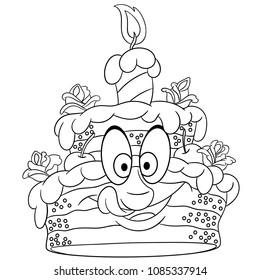 Hakuun coloring page coloring book birthday cake liittyvã vektorikuva rojaltivapaa