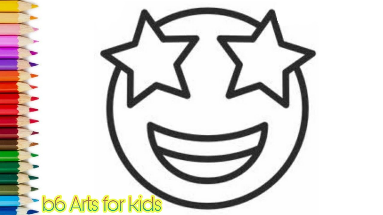 How to draw star eyes emoji step by step