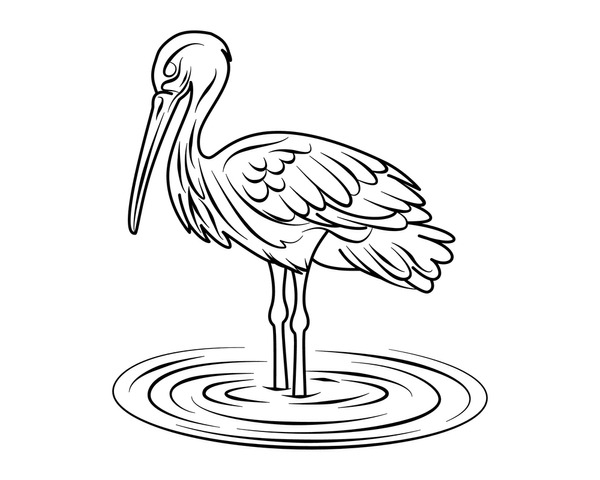 Colored pencil drawing stork royalty