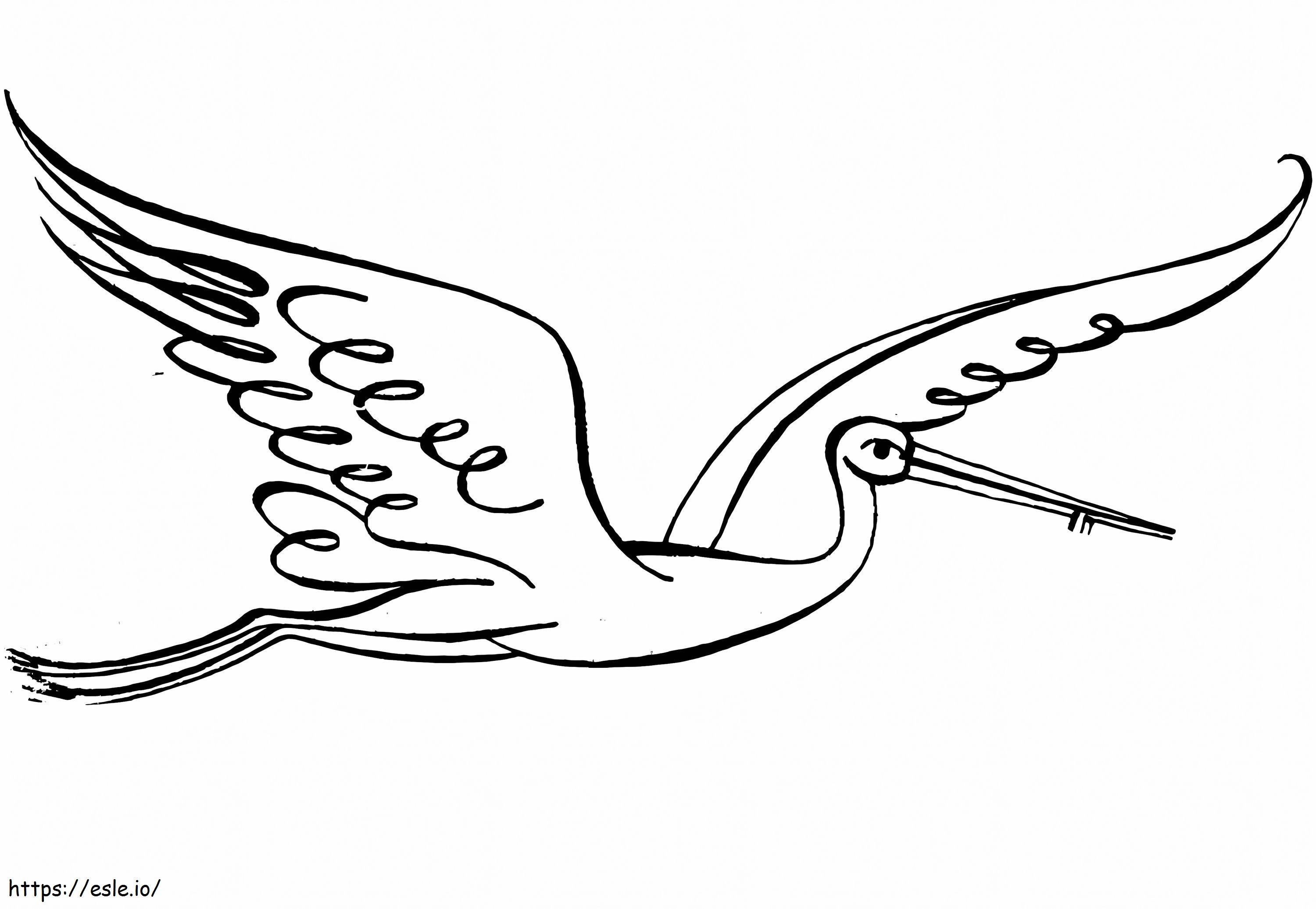 Stork flying coloring page