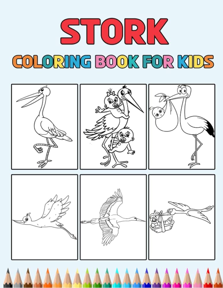 Stork coloring book for kids easy designs to color fun colouring activity workbook for little children boys girls pre k kindergarten preschool cute gift books for storks lovers by