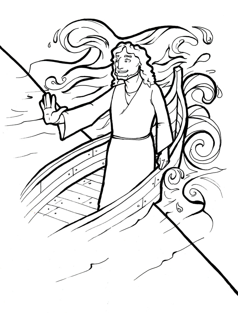 Jesus calms the storm coloring page
