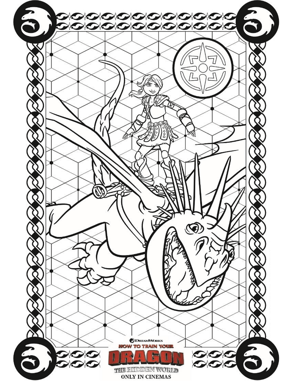 Astrid on stormfly coloring page