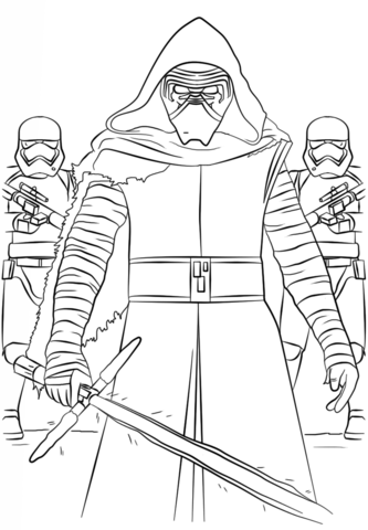 Kylo ren and the first order stormtroopers coloring page free printable coloring pages
