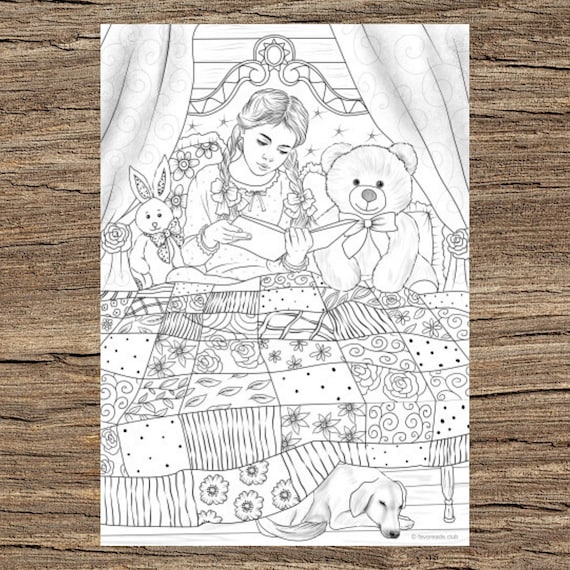 Bedtime story printable adult coloring page from favoreads coloring book pages for adults and kids coloring sheets colouring designs