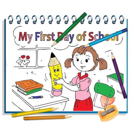 Printable childrens storybook and coloring pages for kids my first day of school