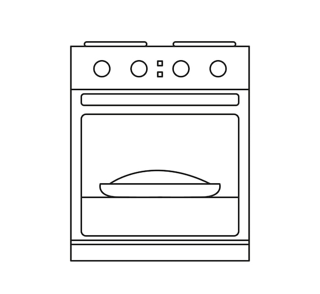 Premium vector stove icon on white background kitchen equipment vector illustration line art oven icon