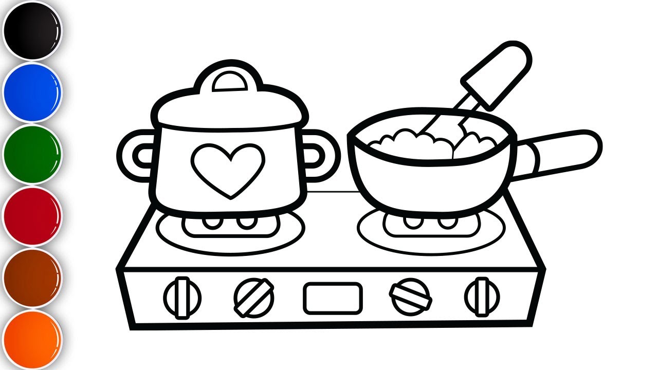 Stove drawing painting coloring for kids and toddlers how to draw stove