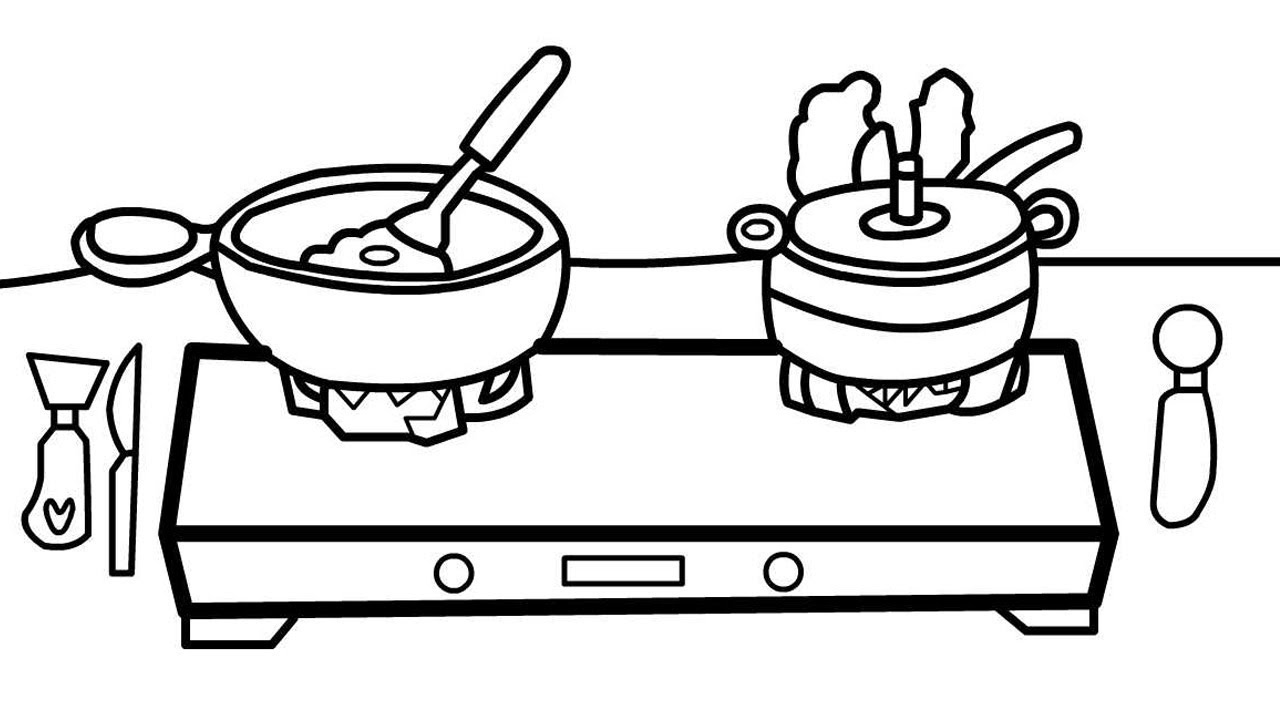 Glittering gas stove coloring pages for kids learn color for toddlers drawing academy