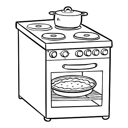 Coloring book for children electric stove stock illustration