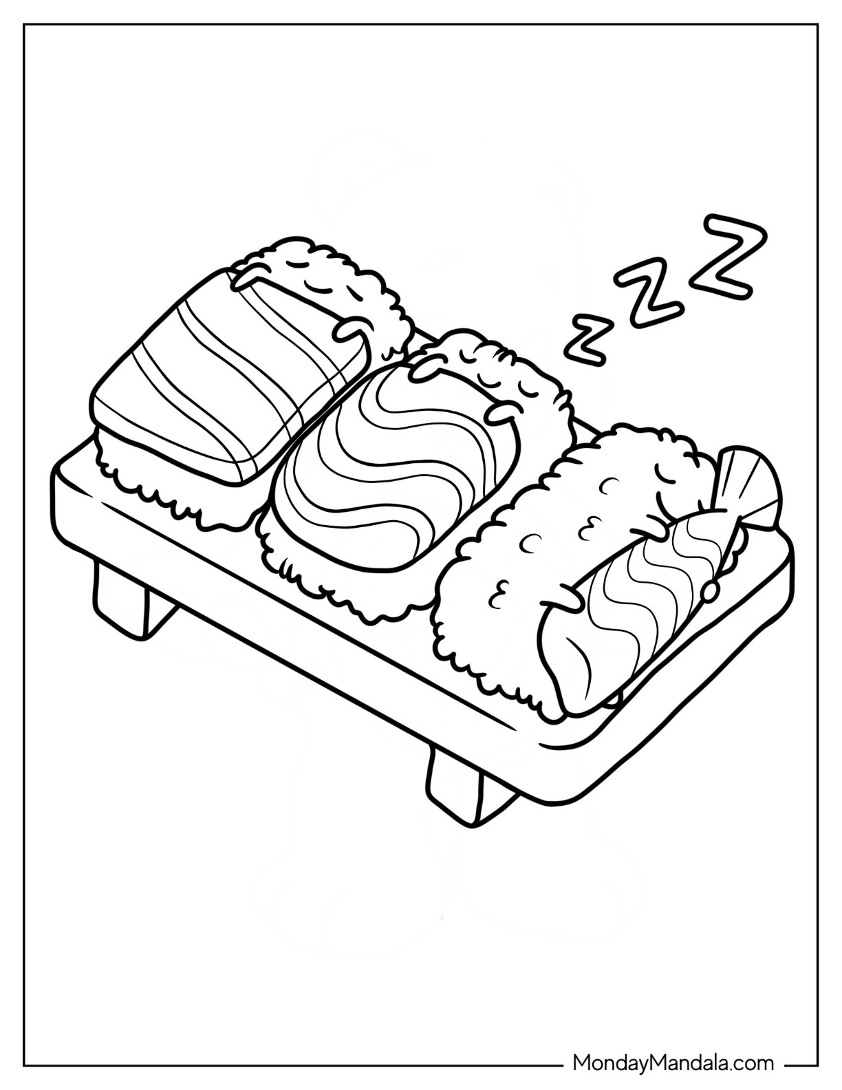 Sushi coloring pages free pdf printables
