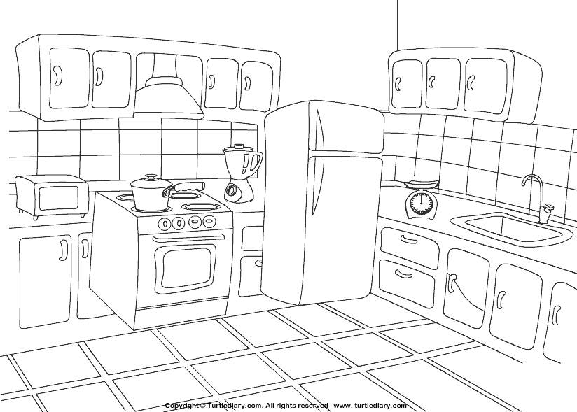Kitchen coloring sheet turtle diary