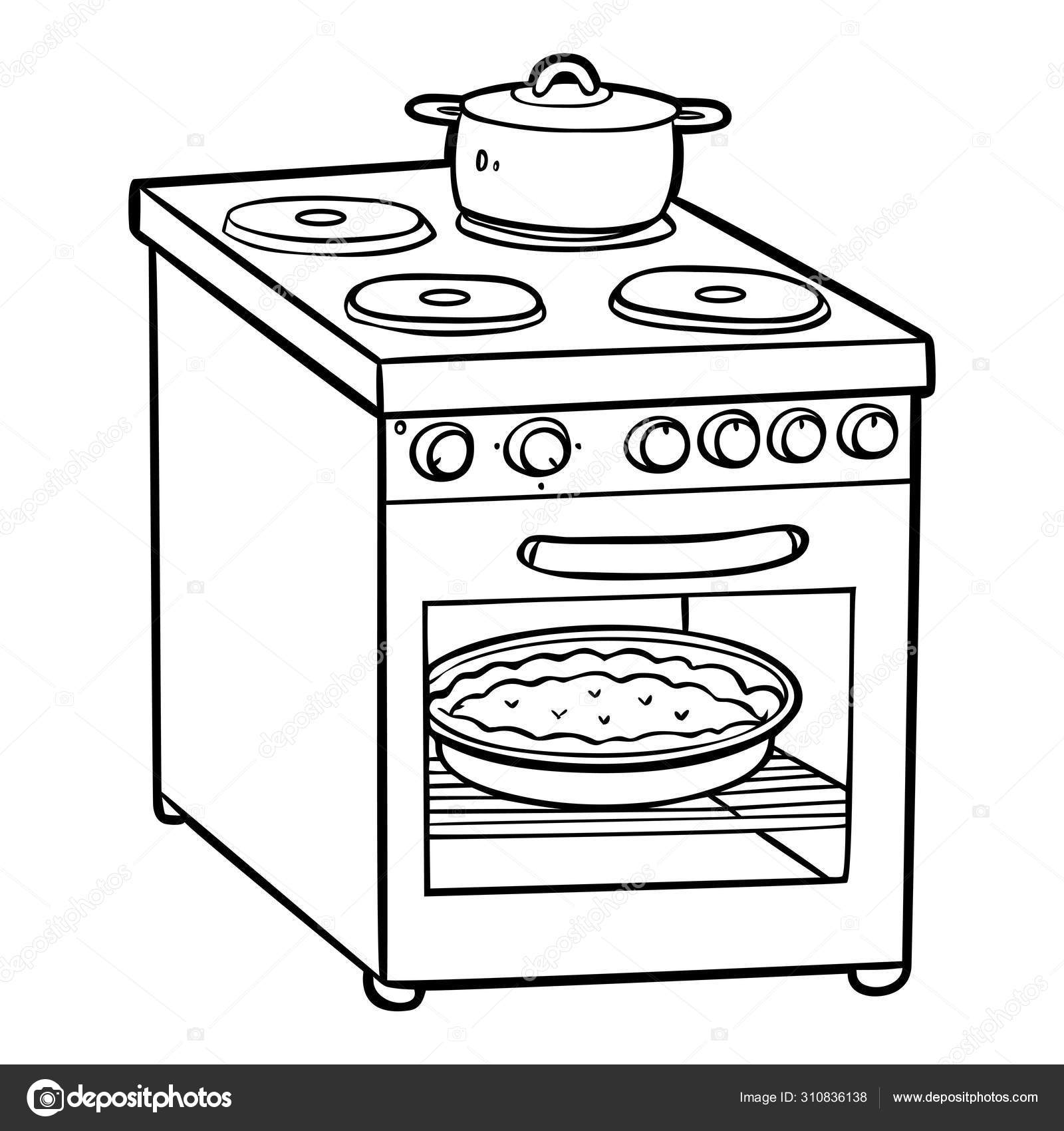Coloring book for children electric stove stock vector by ksenyasavva