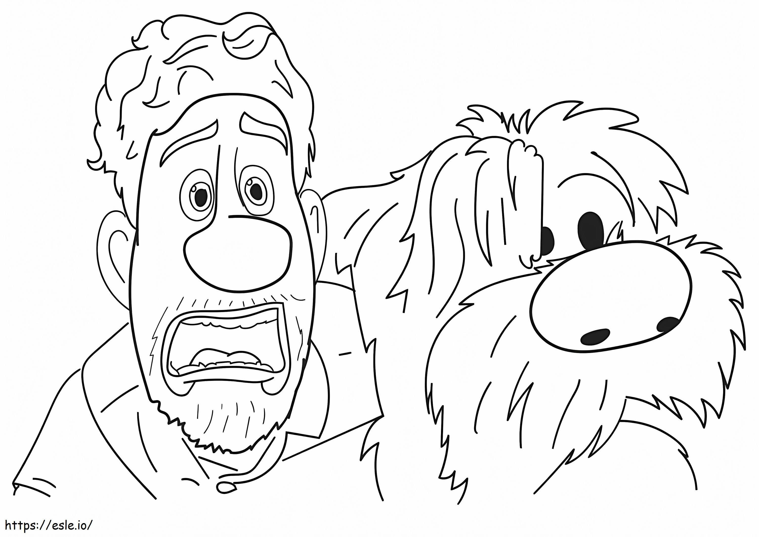 Clade and dog from strange world coloring page