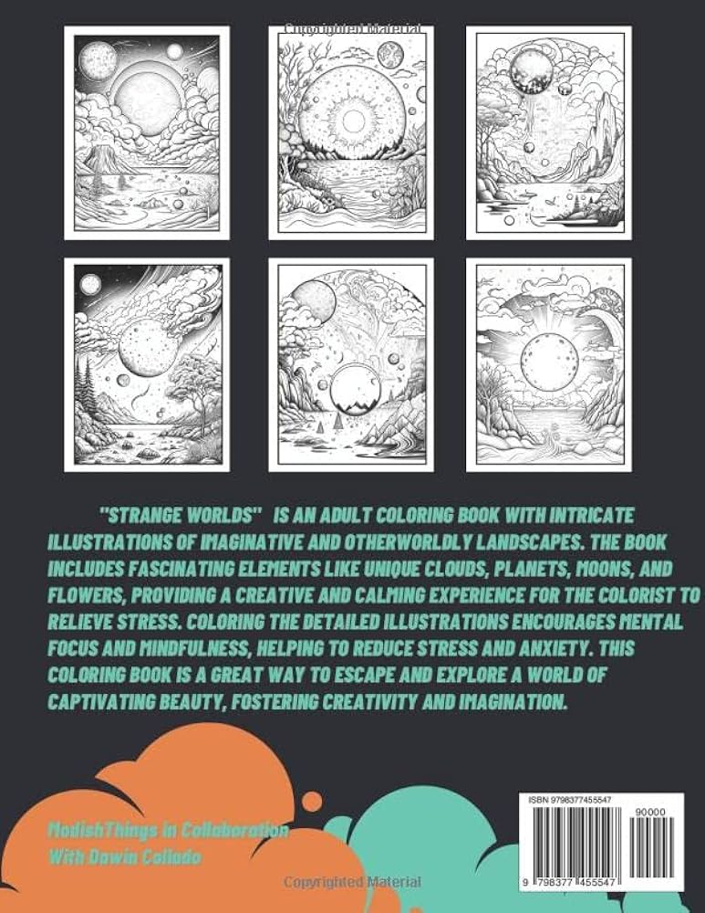 Strange worlds adult coloring book vol books modishthings coloring books