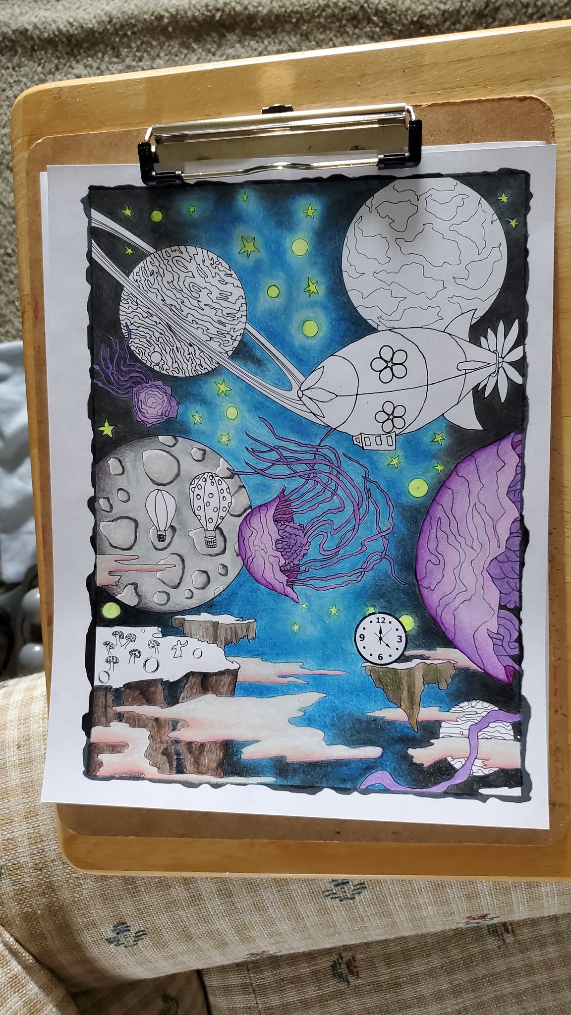Dark whimsical art downloadable coloring page strange world