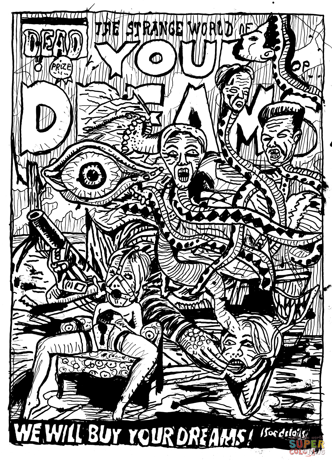 The strange world of your dreams poster coloring page free printable coloring pages