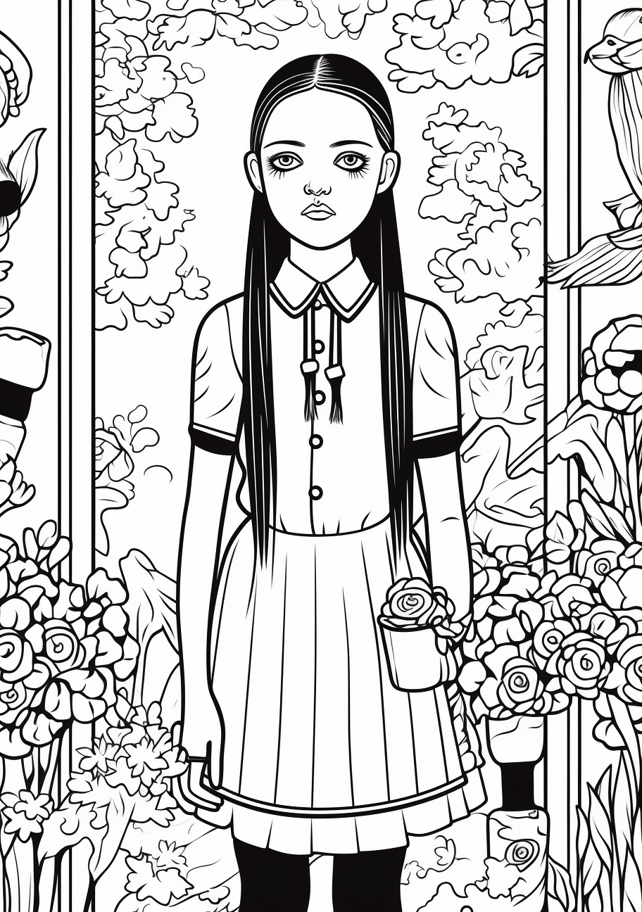 Classic wednesday addams coloring s
