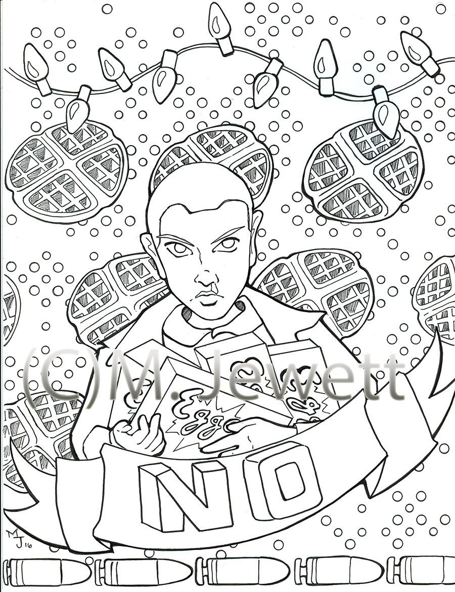 Stranger things el adult coloring page megan jewett cat coloring book coloring books coloring pages