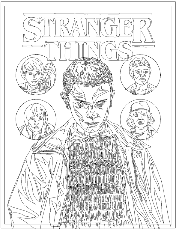 Stranger things coloring page printable coloring books cat coloring book stranger things sticker