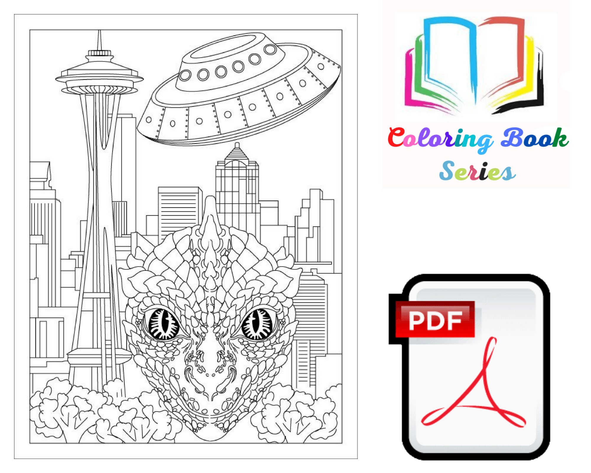 Reptilian coloring page alien coloring pages digital file printable activity page instant download