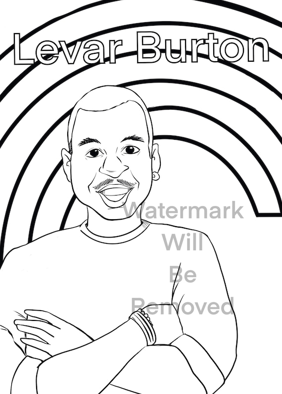 Levar burton reading rainbow instant download coloring page elementary school homeschool curriculum printable instant download