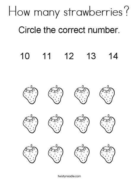 How many strawberries coloring page