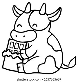 Vector illustration cow holding chocolate bar stock vector royalty free
