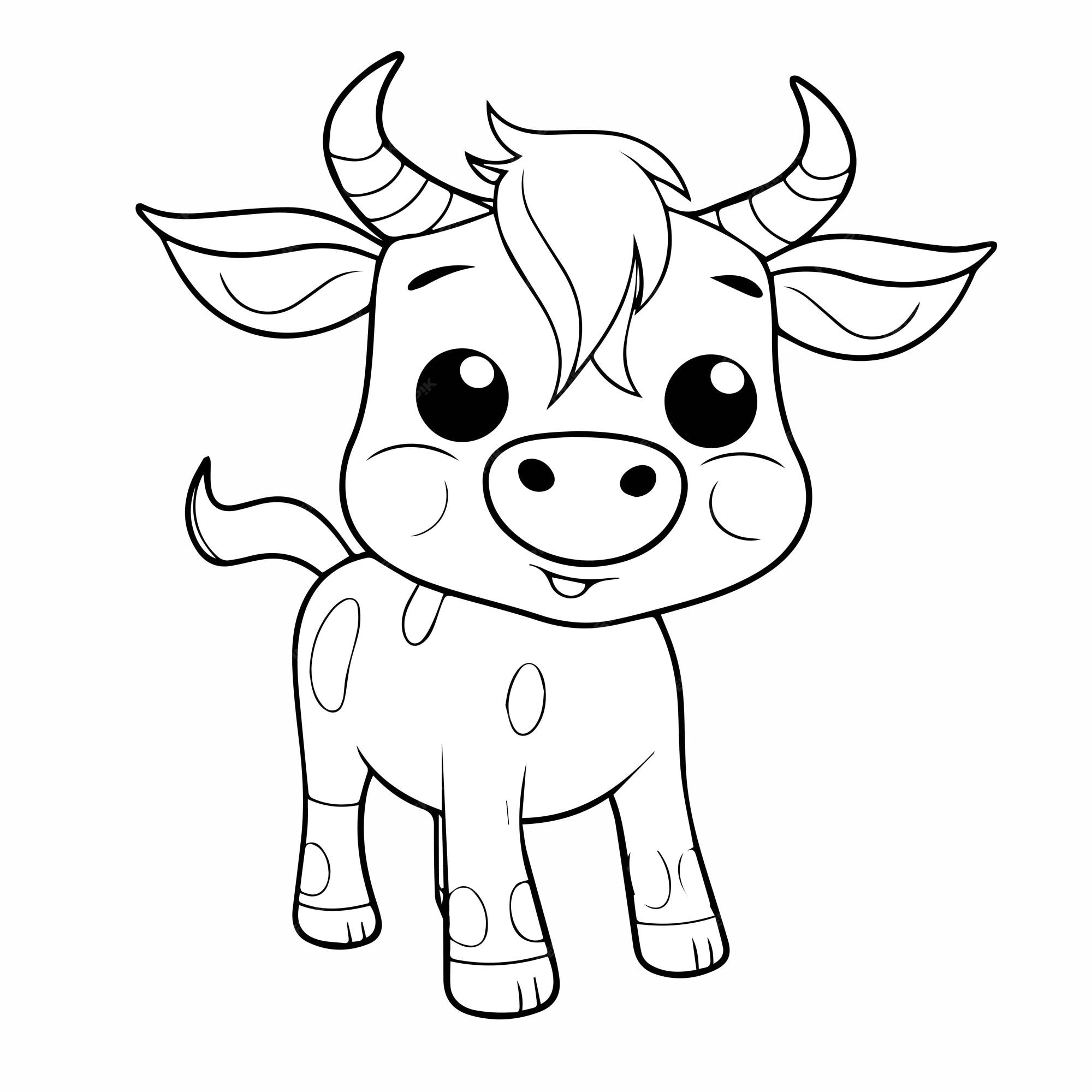 Premium vector cute cow for coloring book or coloring page for kids vector clipart