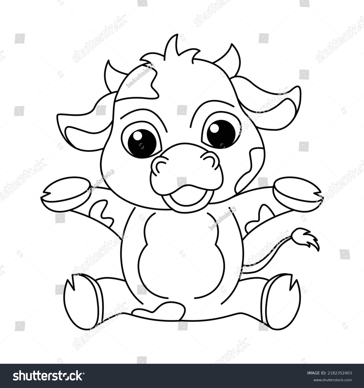 Cute cow cartoon coloring page illustration stock vector royalty free