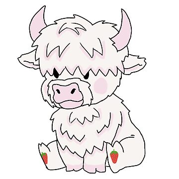 Strawberry highland cow cute art tiktok art print for sale by thefirstmayday