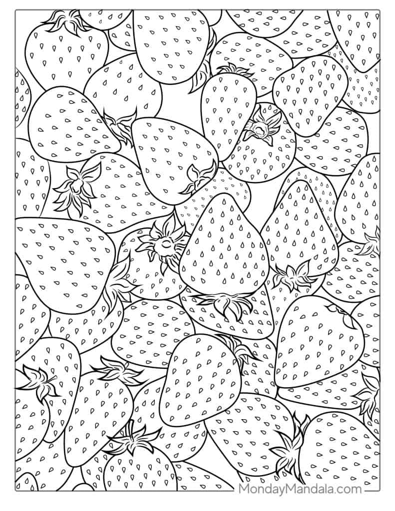 Strawberry coloring pages free pdf printables